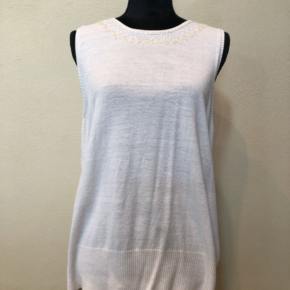 🌻Old Navy bead ivory sleeveless crewneck XXL - Picture 2 of 6
